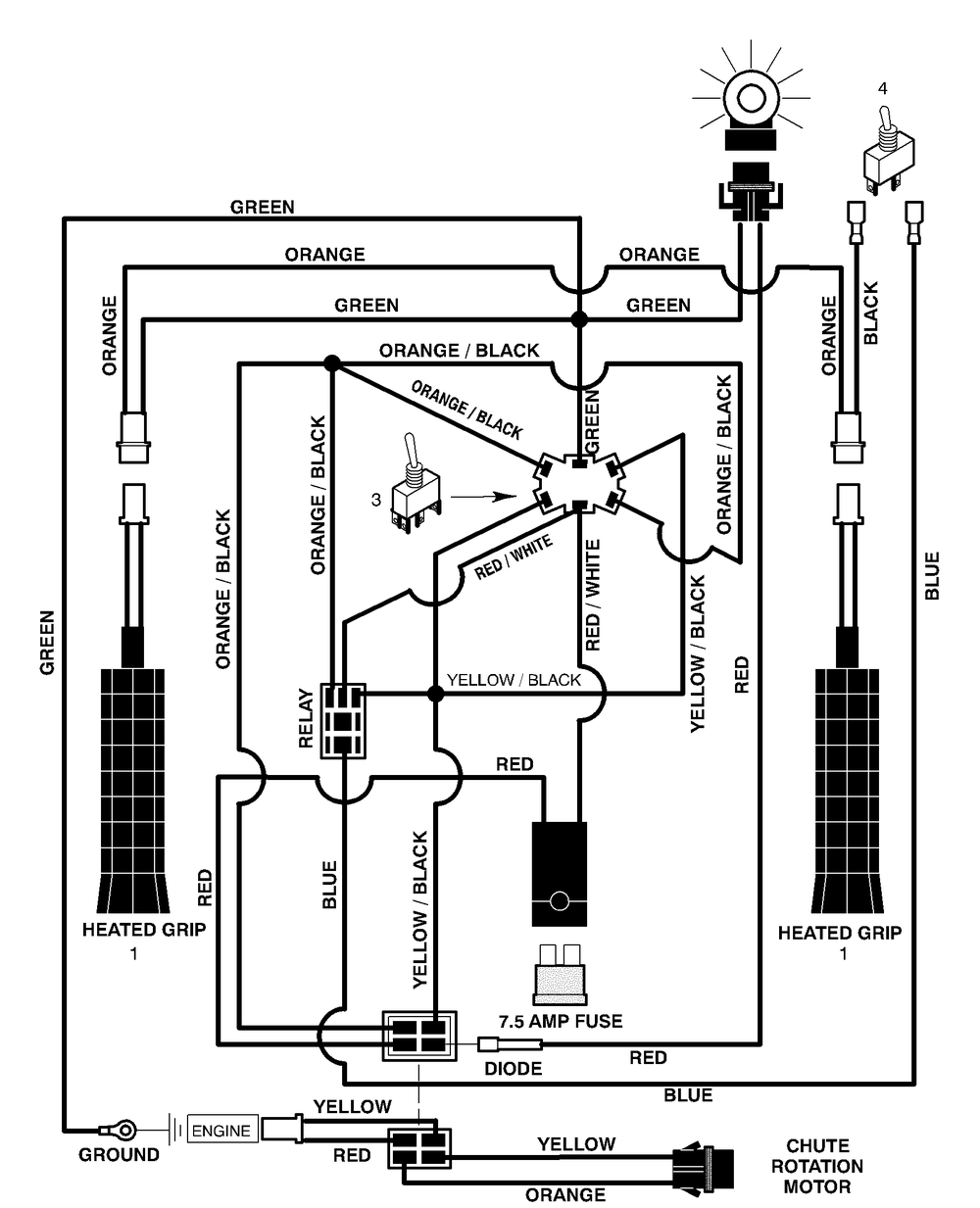 Electrical Diagram Diagram and Parts List for 633129X5A 2003 Briggs and Stratton Snow Blower
